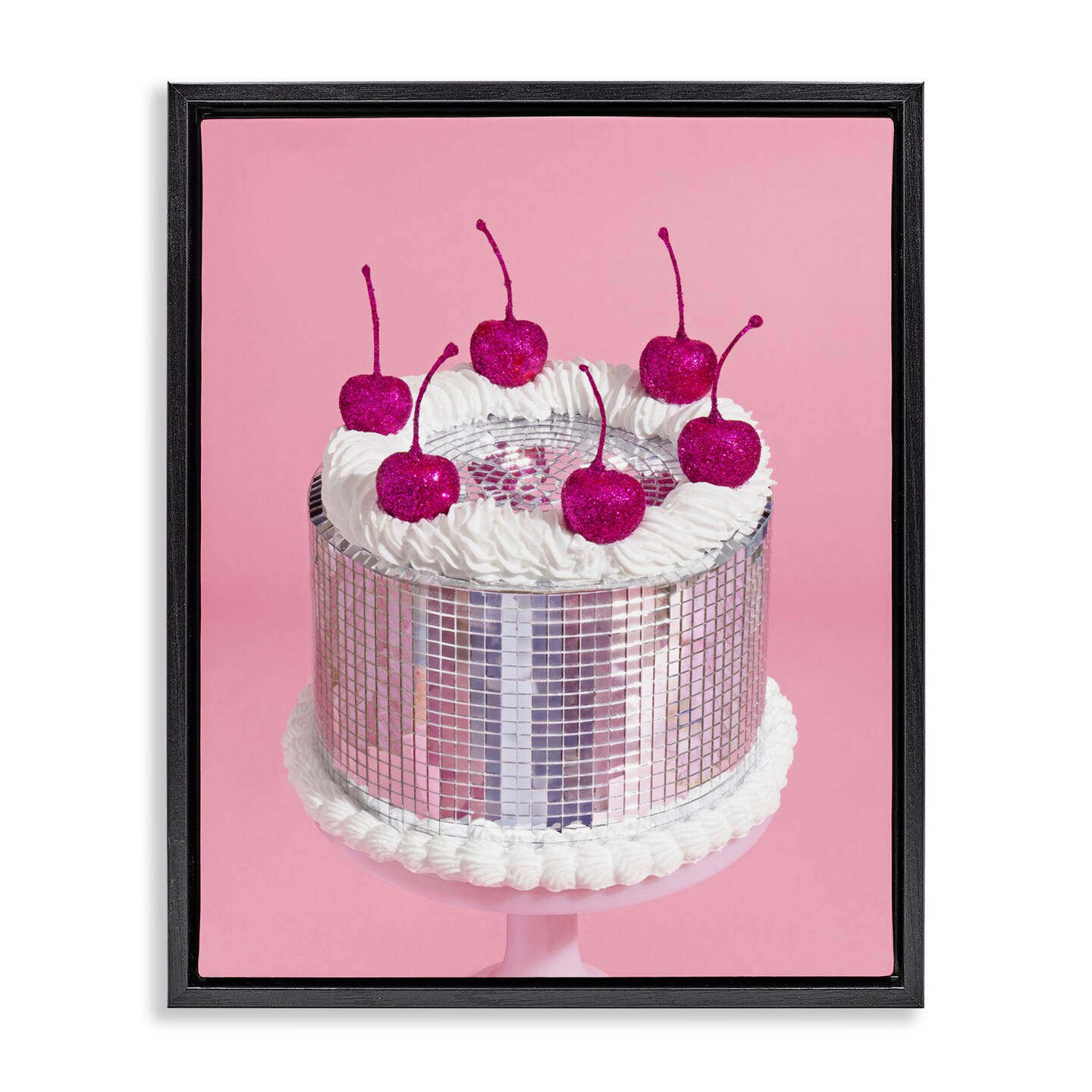 Stupell Industries Disco Pattern Cake Framed Floater Canvas Wall Art Design by LISH Creative