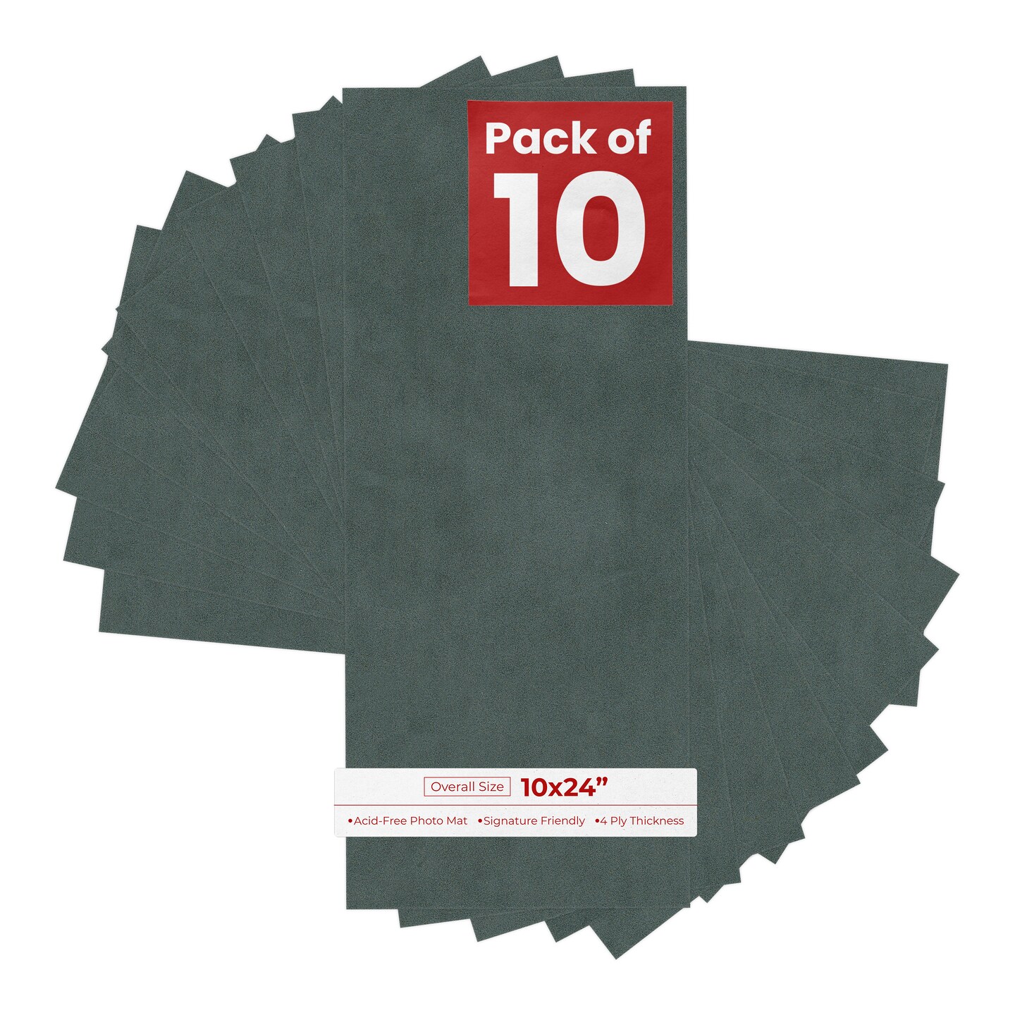Dark Grey Suede 10x24 Uncut Mat Board - Blank Sheets, No Opening