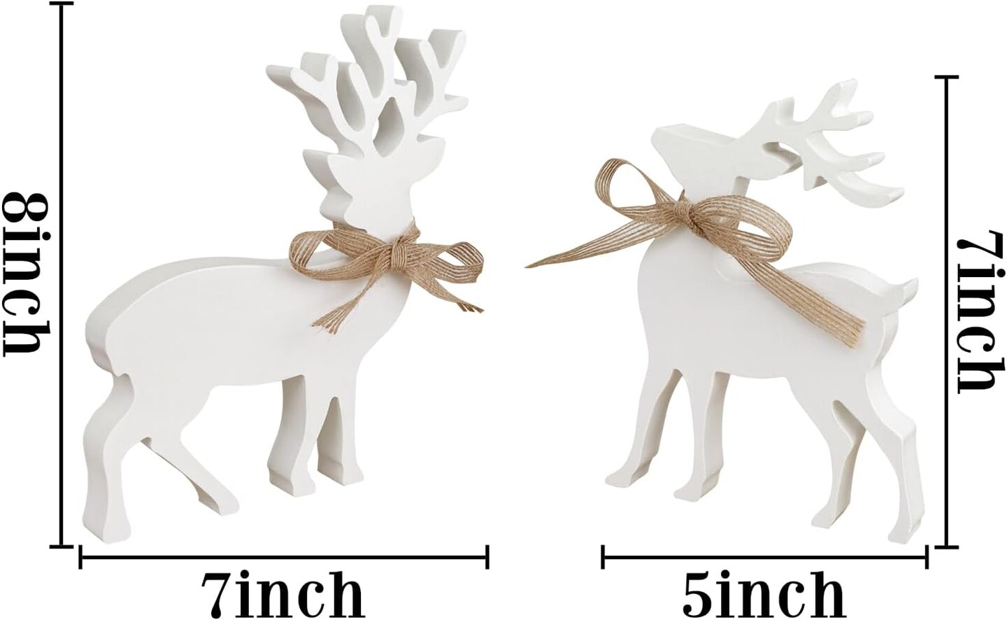 2Pcs Reindeer Christmas Decorations Indoor, Rustic Wooden Christmas Reindeer Figurine, Home Decor for Home Shelf Cabinet Table, Home Display, Tabletop