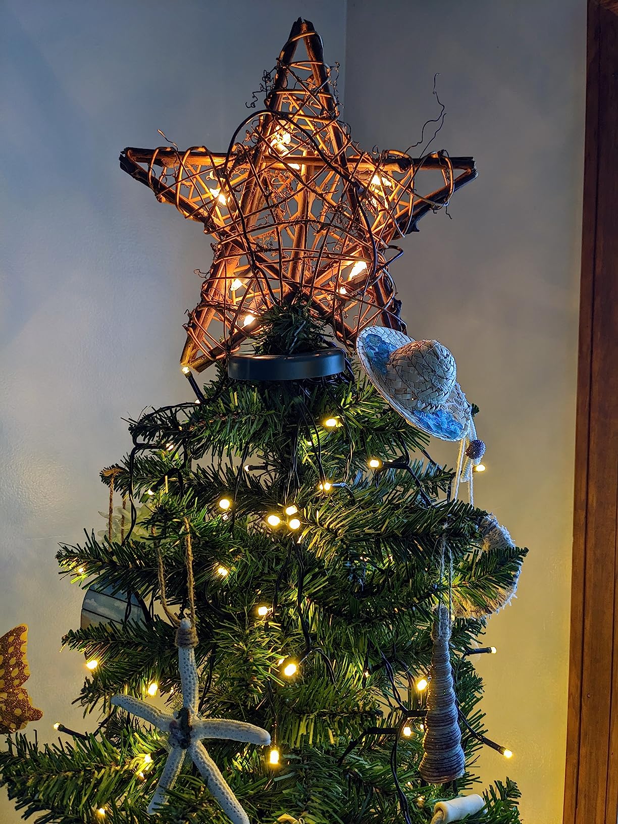 Christmas Tree Topper Farmhouse Christmas Decor Christmas Tree Decorations Rattan Natural Christmas Tree Star