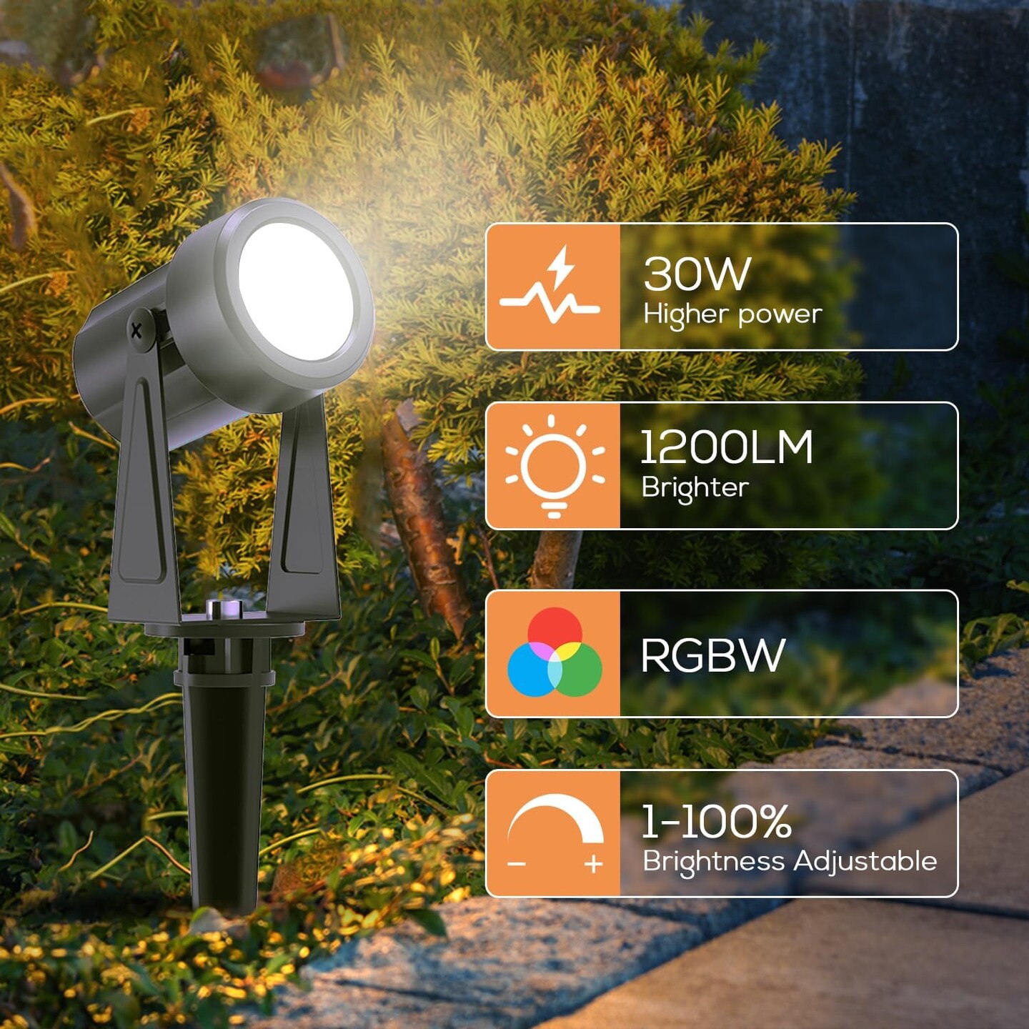Outdoor Landscape Lighting with Remote, RGBW Color Changing Spot Uplights,10 Pack