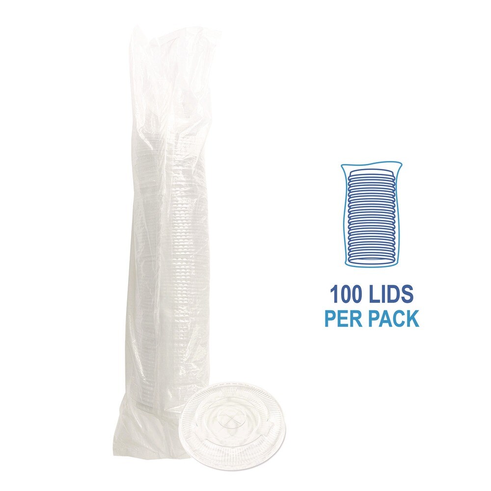Boardwalk 9 oz. to 12 oz. Crystal-Clear Cold Cup Straw-Slot Lids - Clear (100/Pack)
