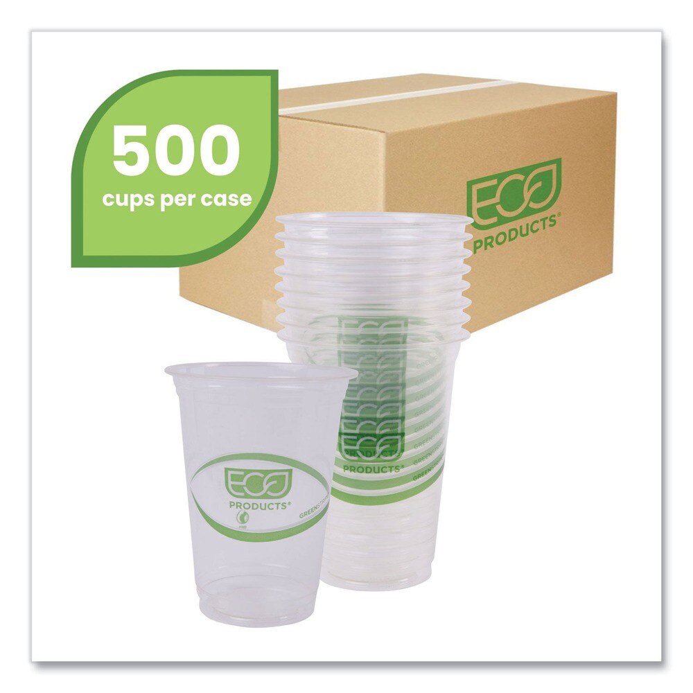 Eco-Products GreenStripe 16 oz. Renewable and Compostable Cold Cups - Clear (20 Packs/Carton)