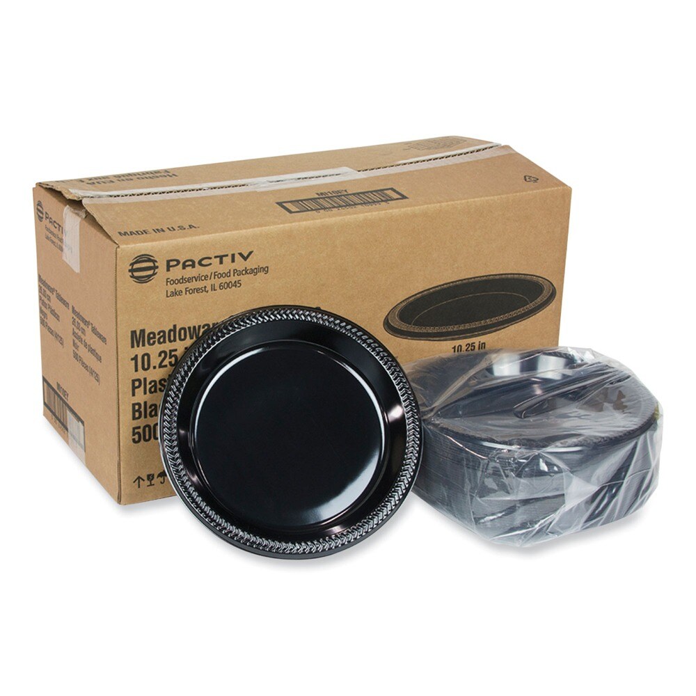 Pactiv Corp. Meadoware 10.25 in. Diameter Plate Impact Plastic Dinnerware - Black