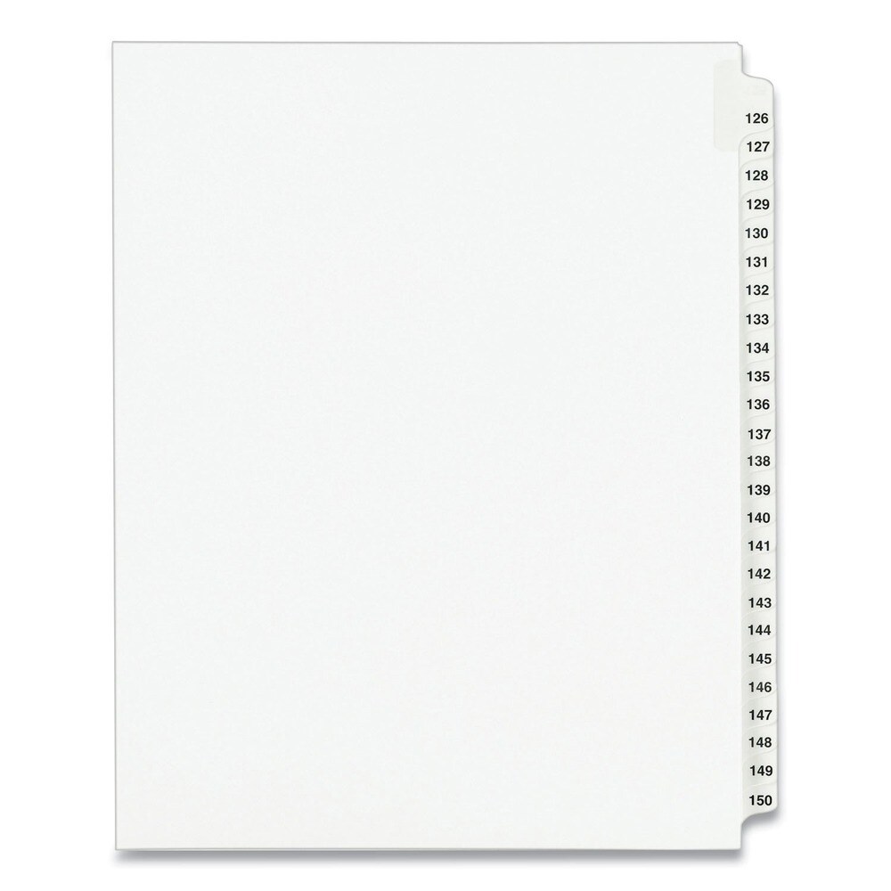 Avery 11 in. x 8.5 in. 25-Tab 126 to 150 Avery Style Preprinted Legal Exhibit Side Tab Index Dividers - White (1-Set)
