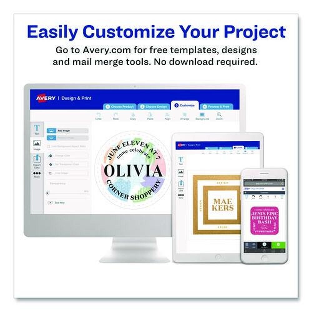 Avery 1.25 in. x 2.38 in. Vibrant Laser Color-Print Labels with Sure Feed - White (450/Pack)