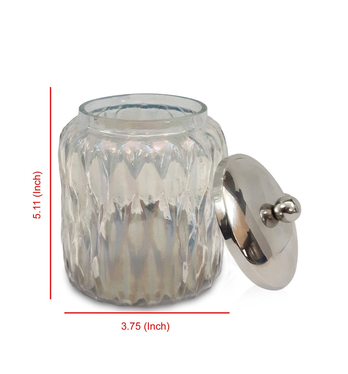 Glacier Vanity Glass Jar | Stylish Storage for Cotton Swabs, Sponges & Bath Salts | Decorative Canister with Lustre Finish