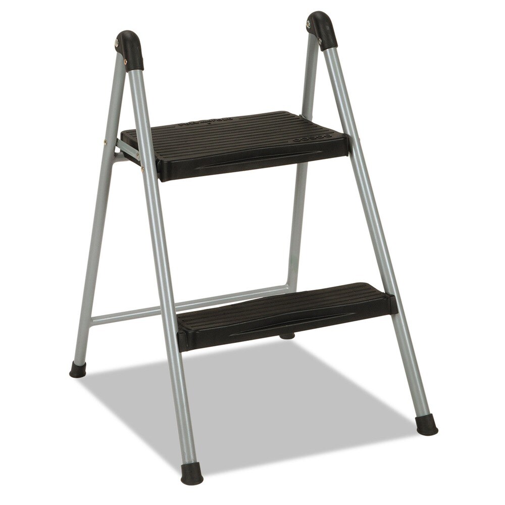 Cosco 16.9 in. Working Height 2-Step 200 lbs. Capacity Folding Step Stool - Platinum/Black