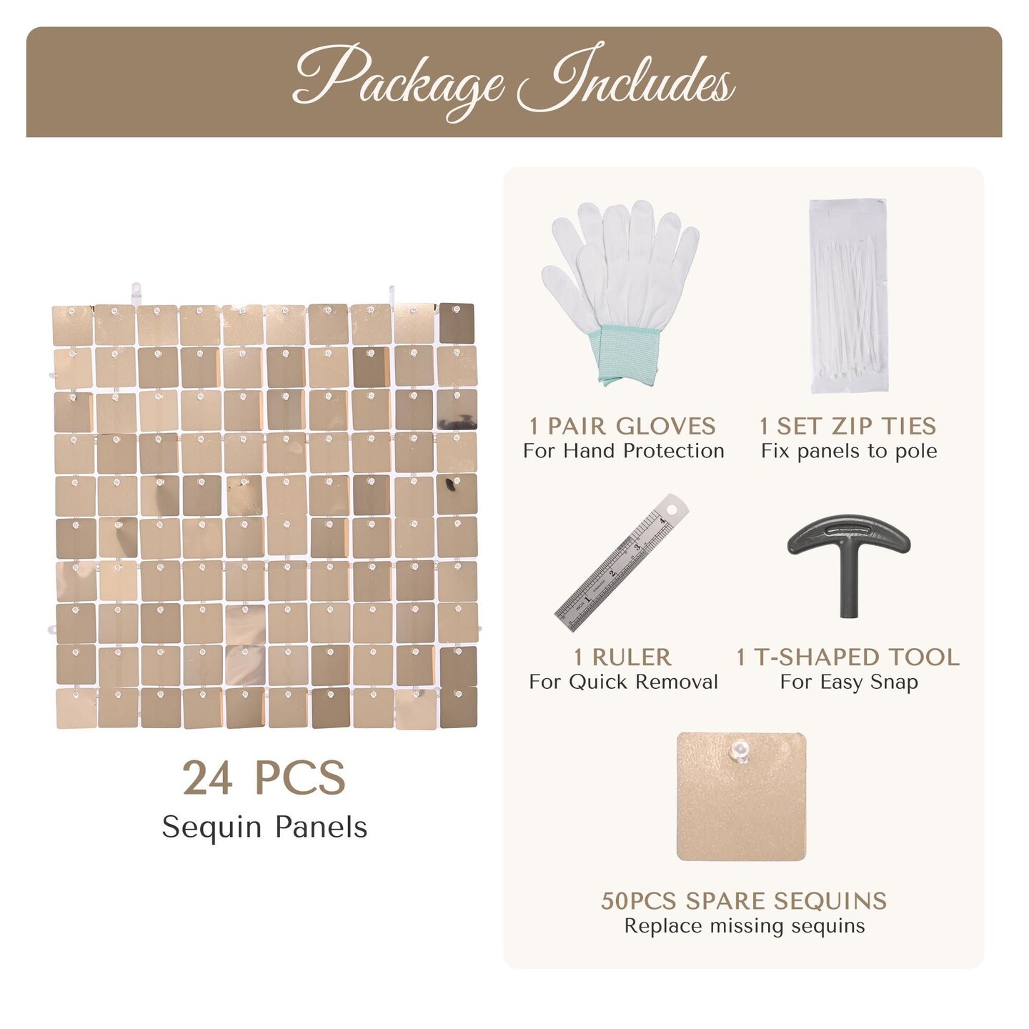 Edge Collections – 4 x 6 ft – Shimmer Wall Backdrop Square Sequin Panels – 24 Pieces