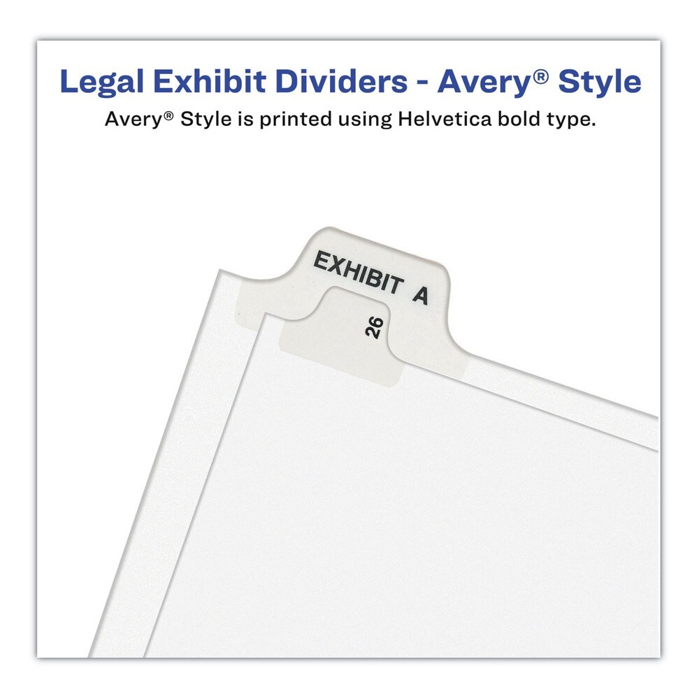 Avery 11 in. x 8.5 in. 25-Tab 151 to 175 Avery Style Preprinted Legal Exhibit Side Tab Index Dividers - White (1-Set)
