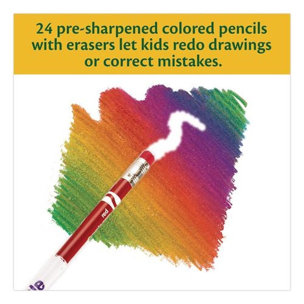 Crayola 3.3 millimeter 2B Erasable Color Pencil - Assorted Lead and Barrel Colors (24/Box)