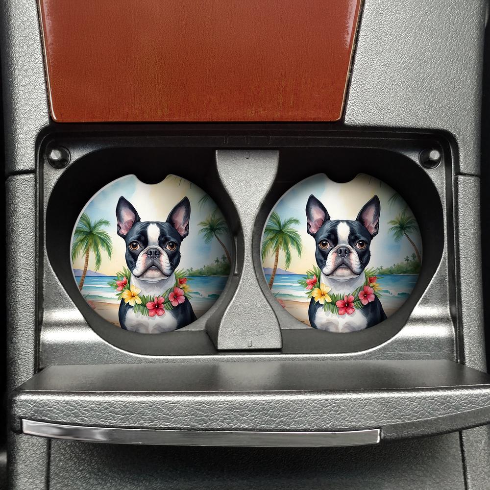 Edge Collections - Multicolor - Island Escape Car Coasters with Floral Art