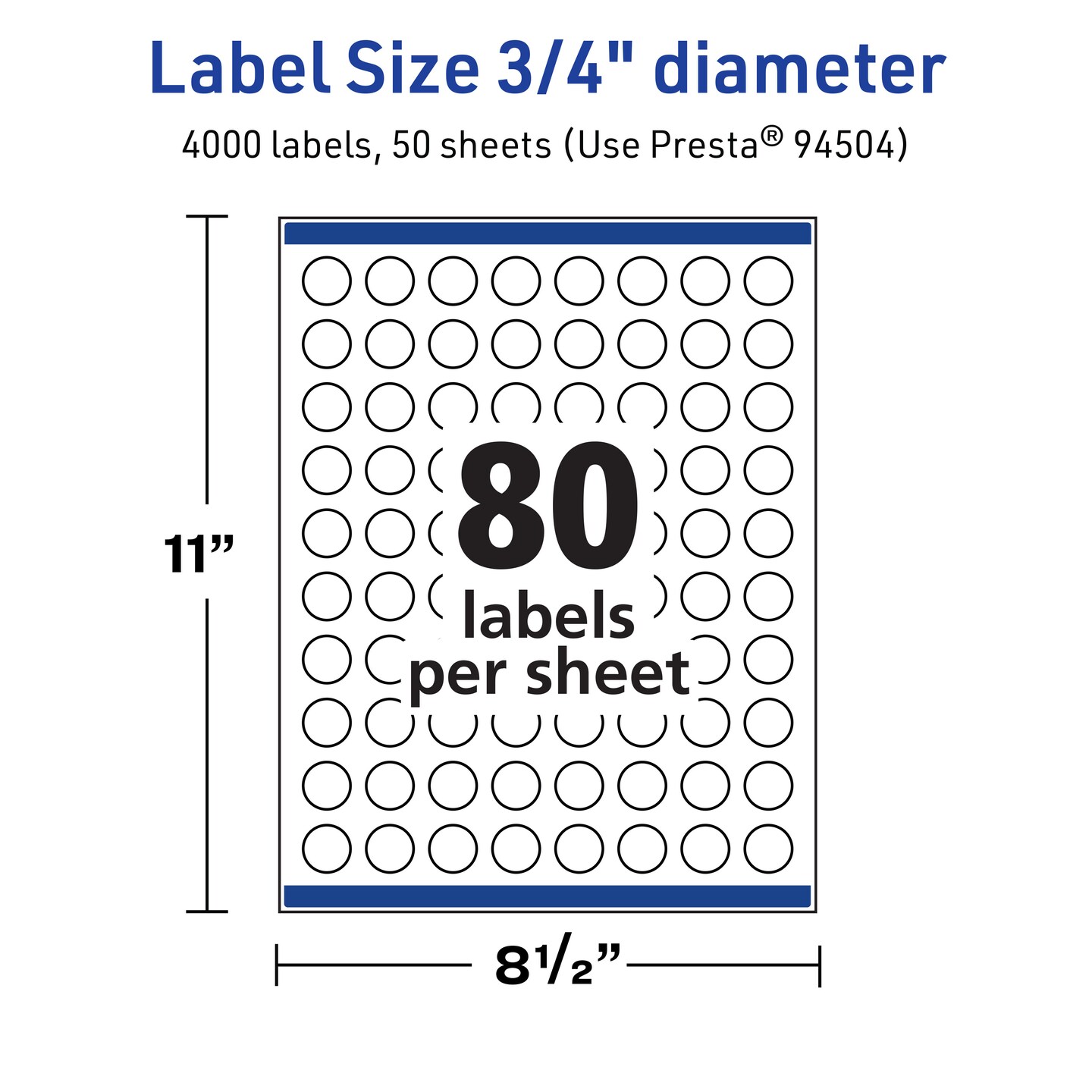 Avery TrueBlock Matte White Paper Labels, 3/4" diameter Round
