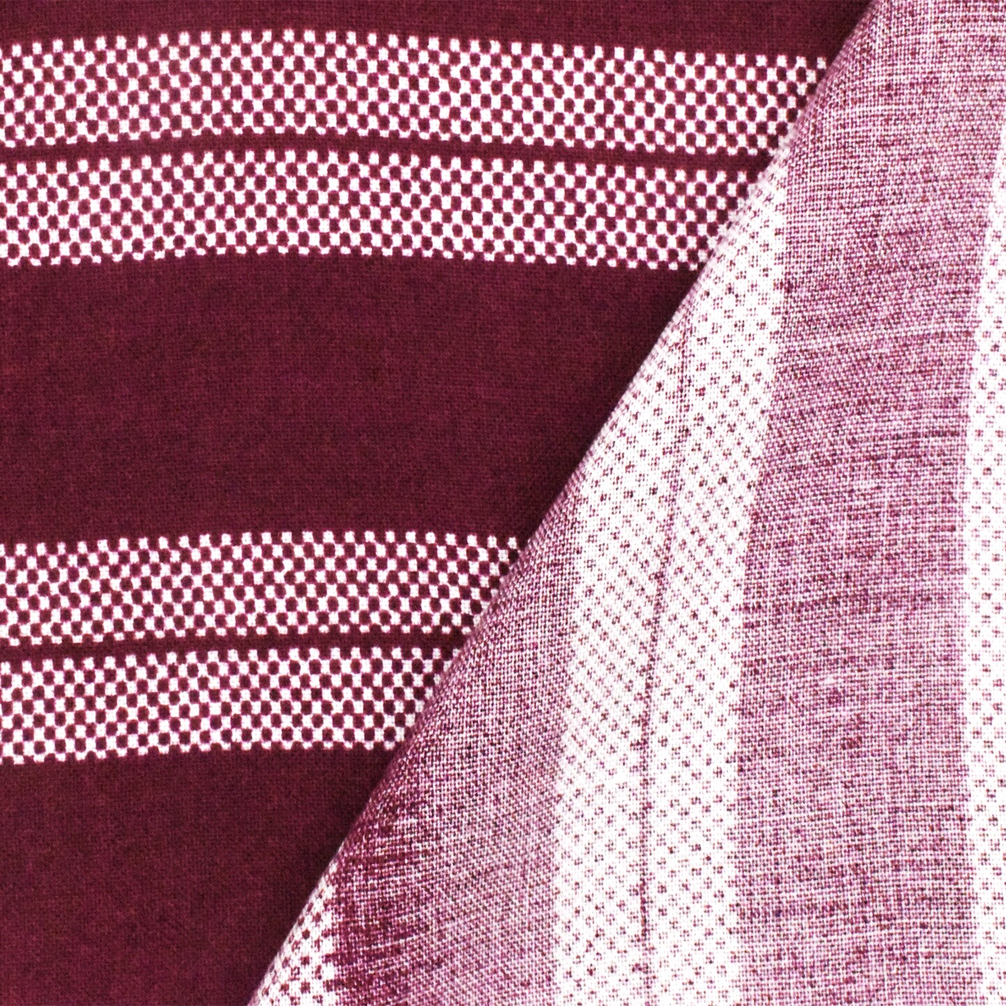 Raspberry Red-White Stripe Printed Challis Woven Fabric By the Yard