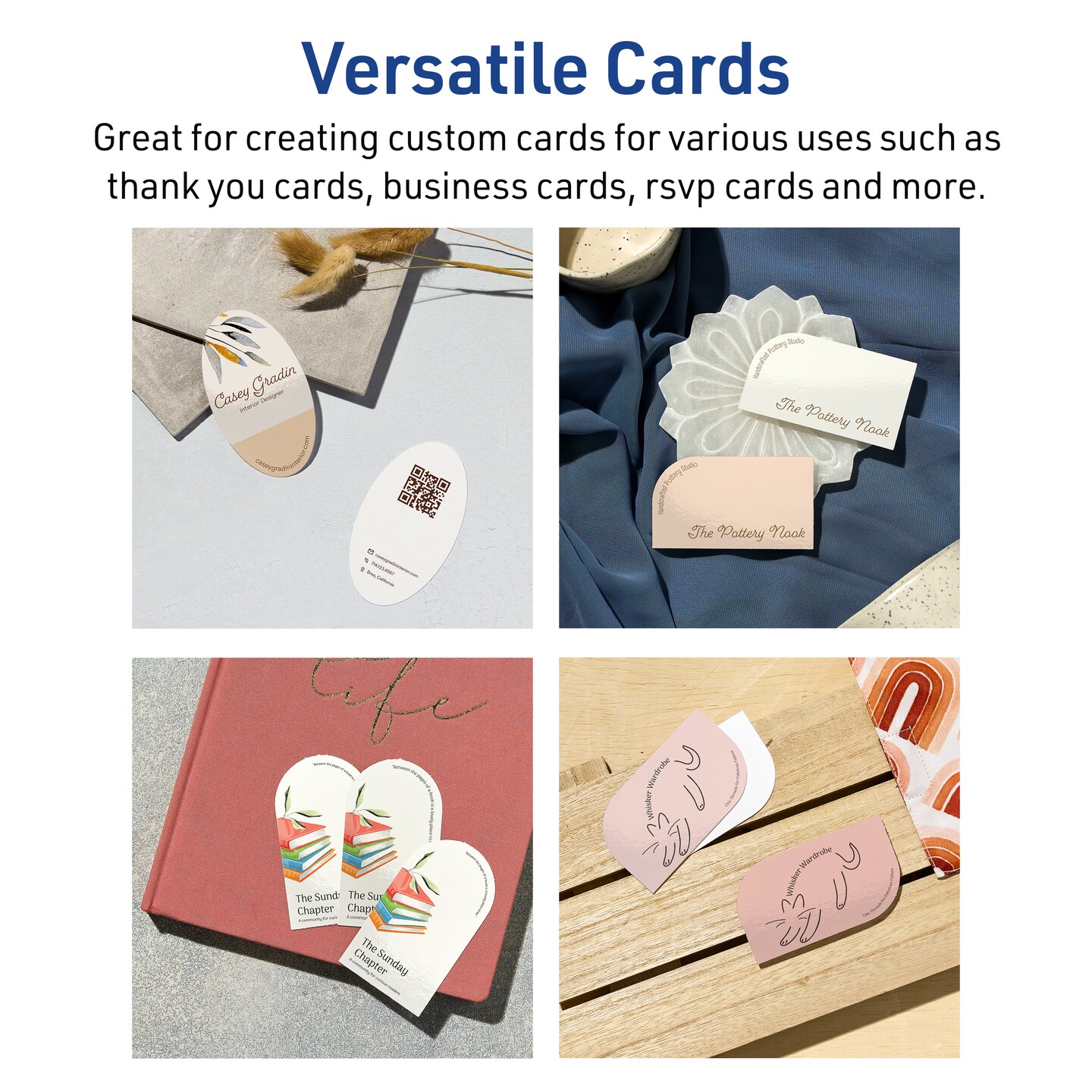 Avery Printable Single Rounded Corner Rectangle Business Cards, Sure Feed Technology, 2" x 3-1/2", Glossy White Cardstock, Print-to-The-Edge, Laser/Inkjet Printable, 80 Total