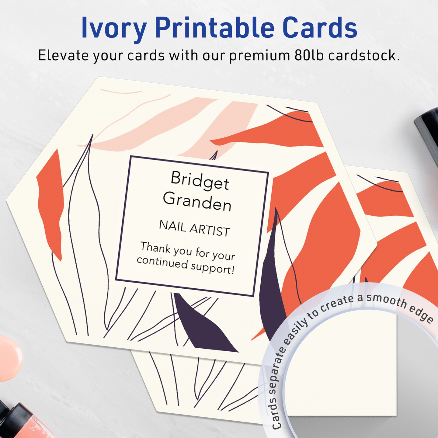 Avery Printable Geo Flat Cards, Sure Feed Technology, 5" x 7", Matte Ivory Cardstock, Laser/Inkjet Printable, 20 Total, Great for Product Branding, Marketing, and More