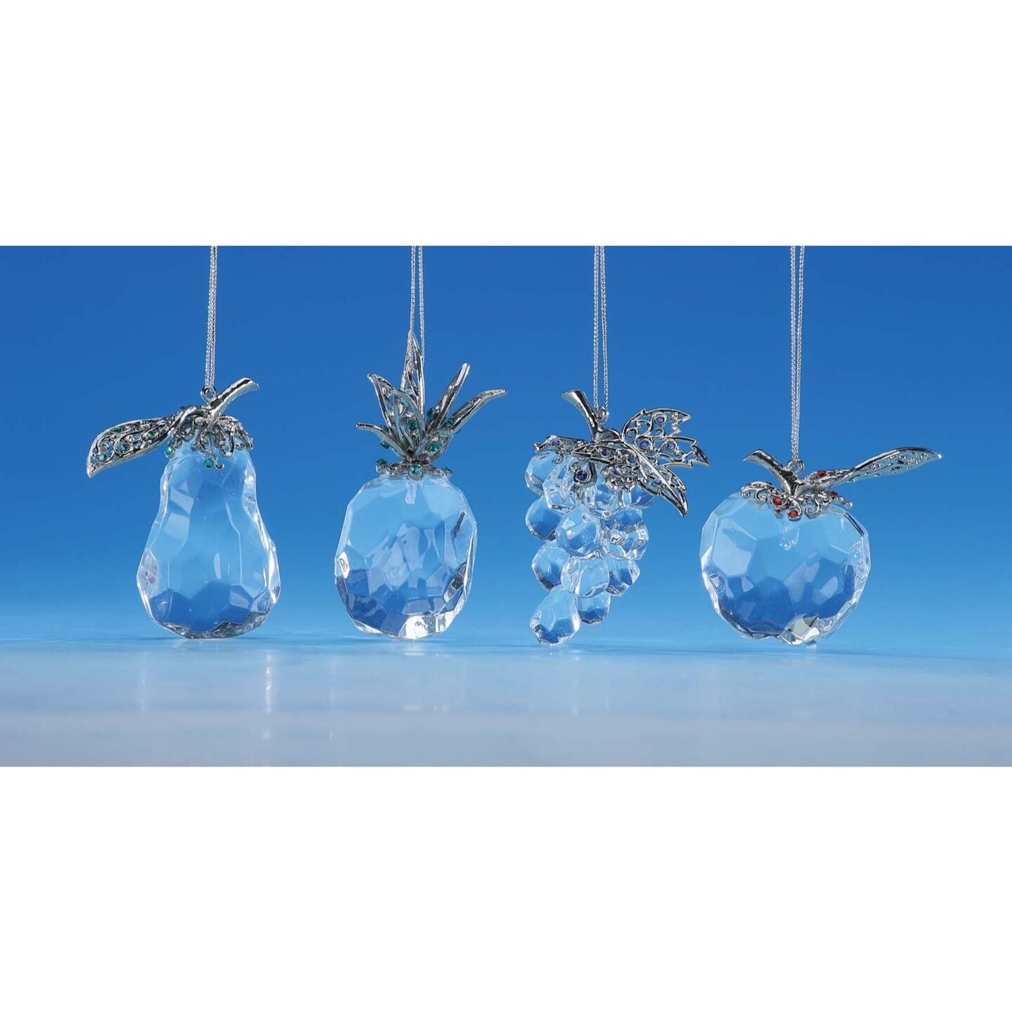 Icy Giftware Fruits Hanging Christmas Ornaments - 2" - Clear - 8ct