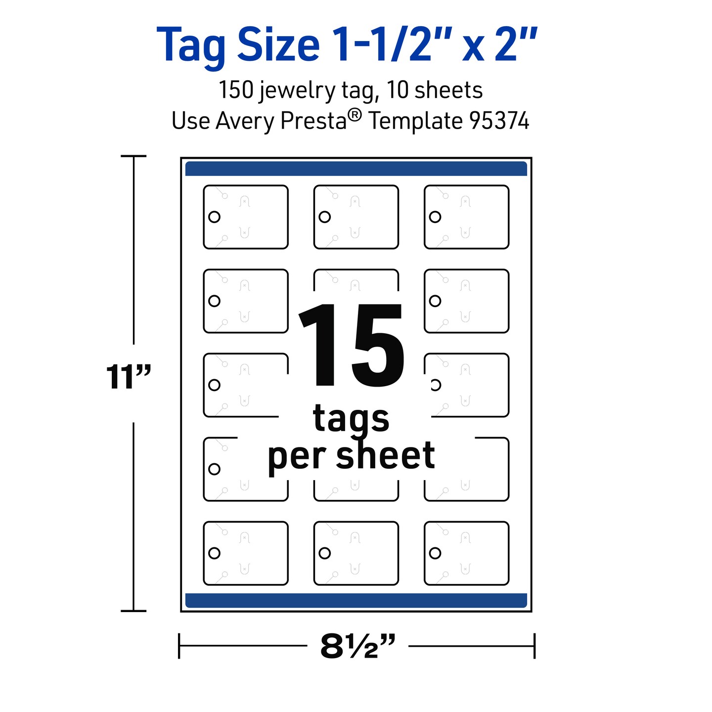 Avery Printable Rounded Rectangle Jewelry Tags, Sure Feed Technology, 1-1/2" x 2", Matte White Cardstock, Print-to-The-Edge, Laser/Inkjet Printable, 150 Total