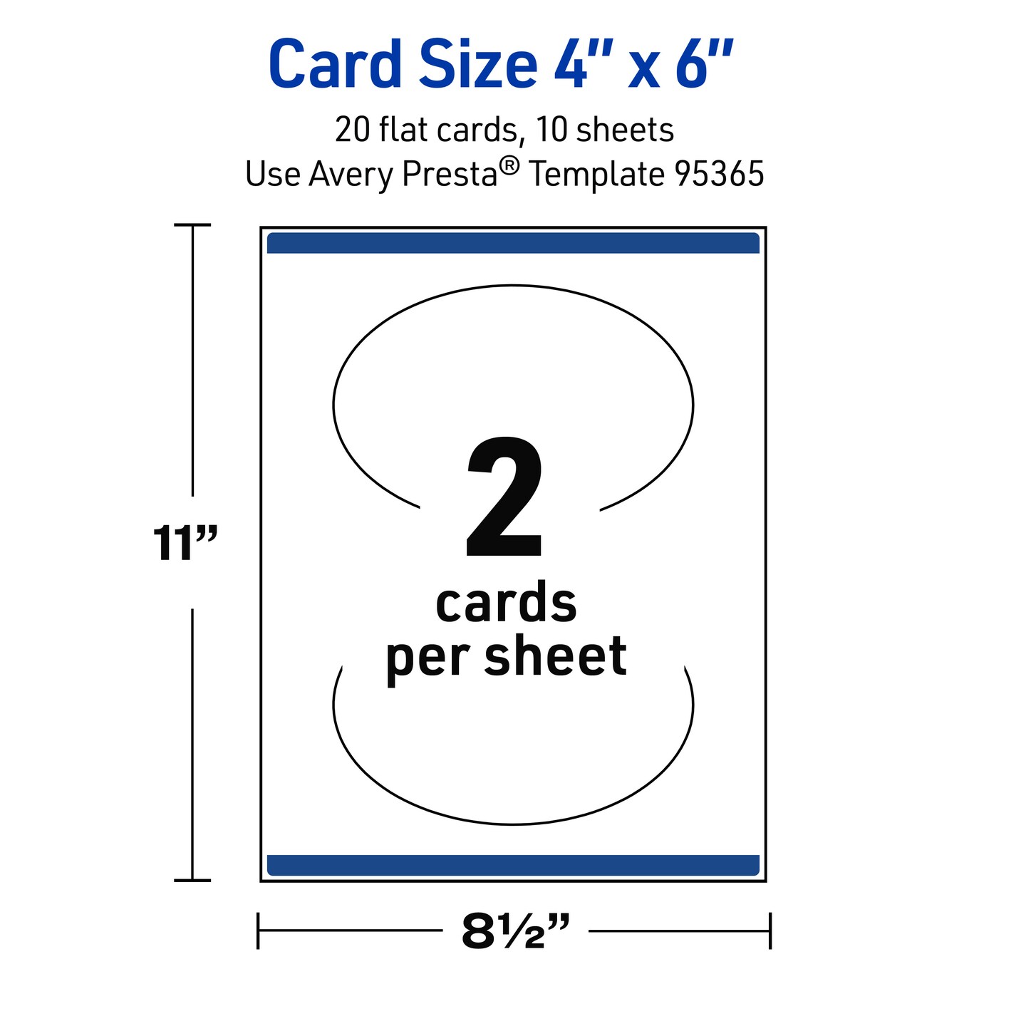 Avery Printable Oval Flat Cards, Sure Feed Technology, 4" x 6", Matte White Cardstock, Print-to-The-Edge, Laser/Inkjet Printable, 20 Total, Great for Product Branding, Marketing, and More