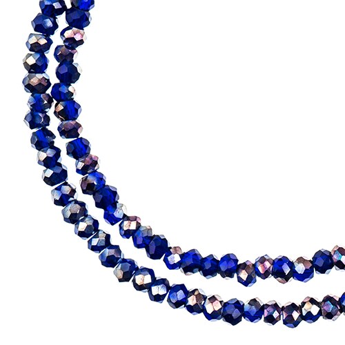 Crystal Lane DIY 2-Strand 7in Opaque Iris Finish Glass Rondelle Donut Bead Strands