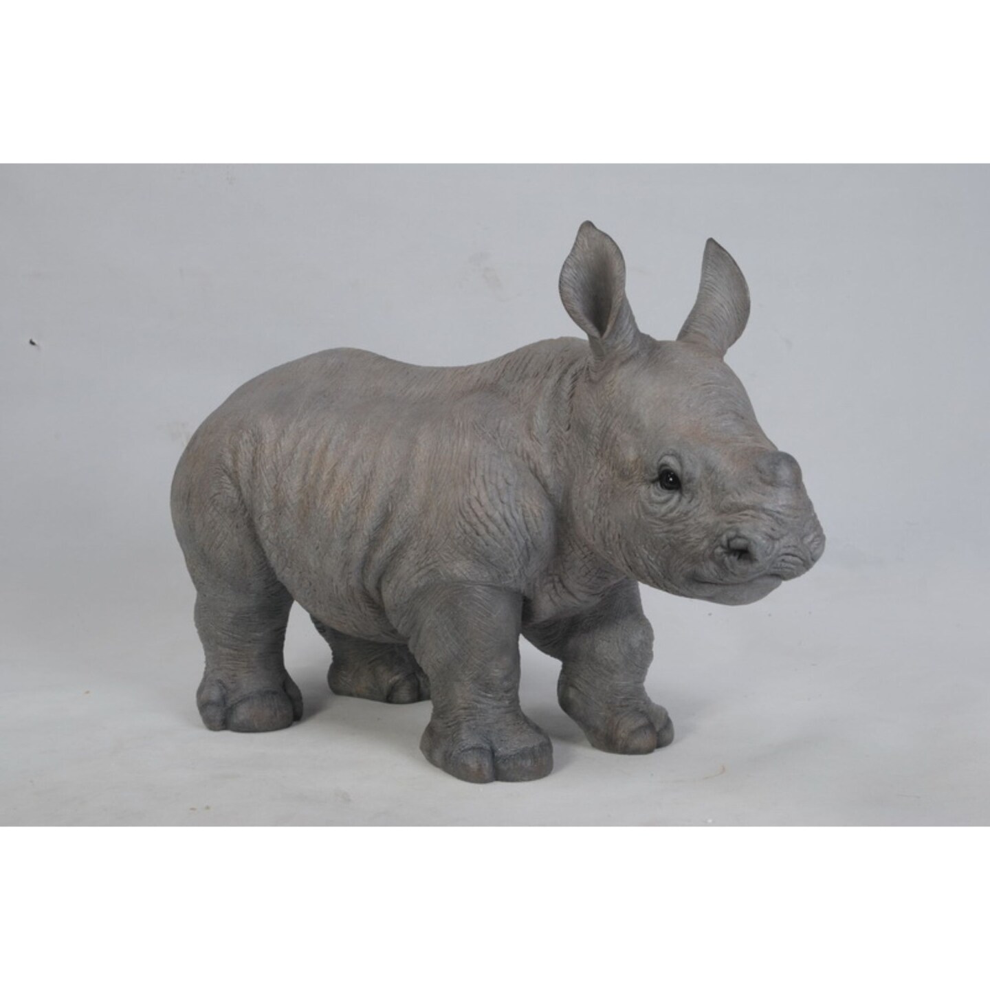 Hi-Line Gifts Standing Baby Rhino Outdoor Garden Statue - 20.25&#x22;
