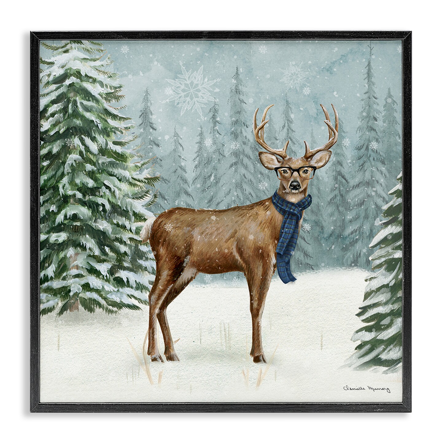 Stupell Industries Christmas Critters Reindeer Framed Giclee By Danielle Murray