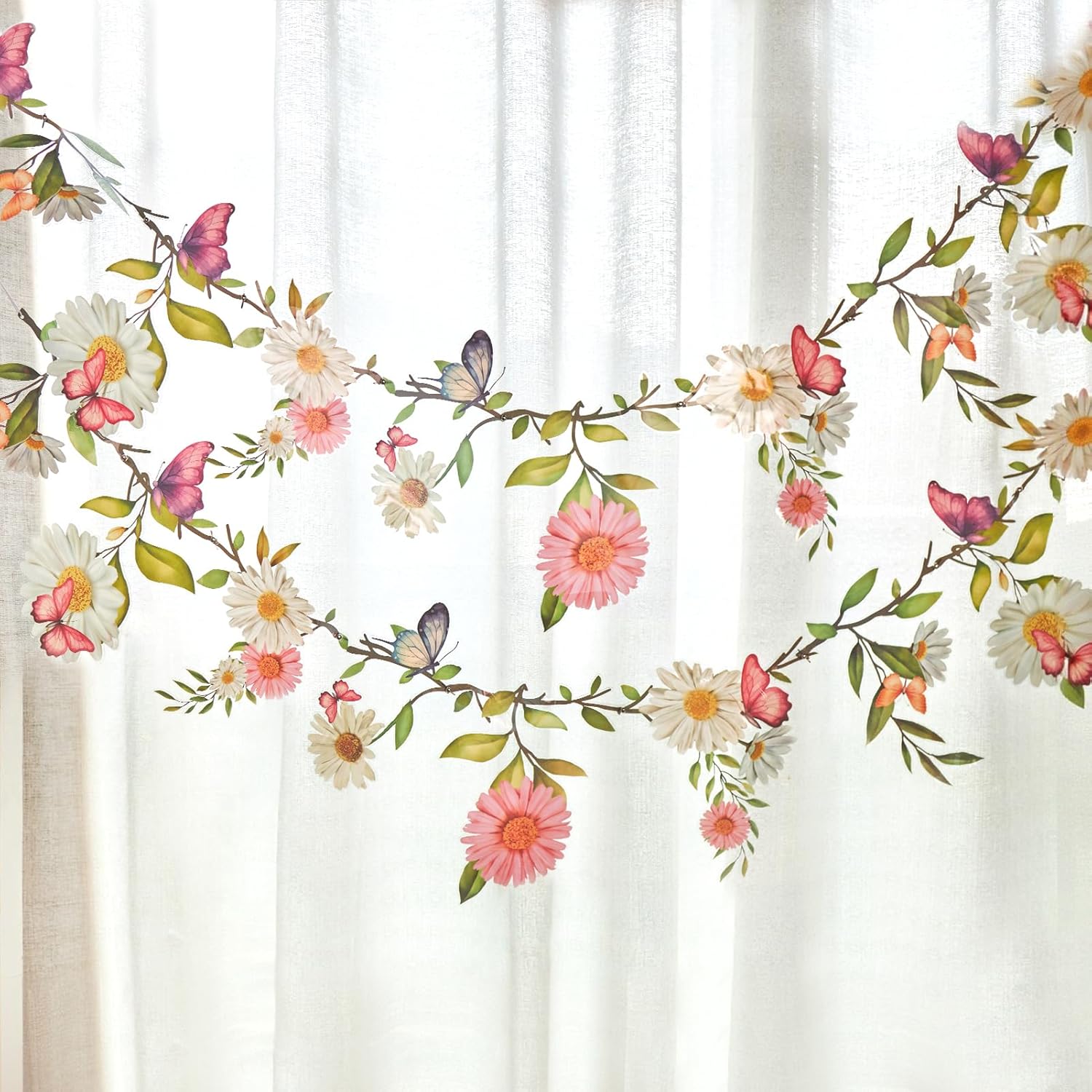 LaVenty Blumen-Girlande – Wildblumen-Partybanner Mit 12 Dreiecken – Frühling & Garten Deko Für Geburtstag, Hochzeit &