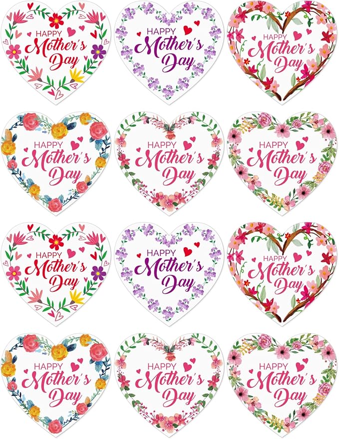 72PCS Happy Mother’s Day Stickers – 1.5” Floral Gift Tags & Labels for Cards, Envelopes, Boxes, Gift Wrap, Party Favors & Decorations