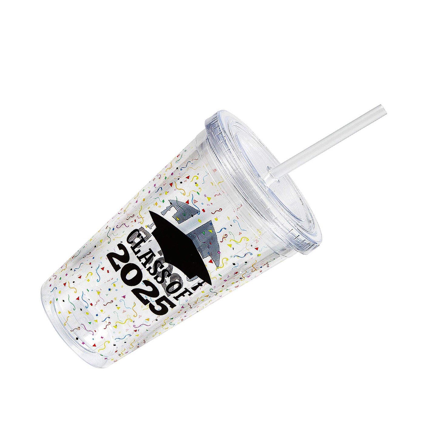 16 oz Class of 2025 Reusable BPA Free Plastic Tumbler with Lid &#x26; Straw