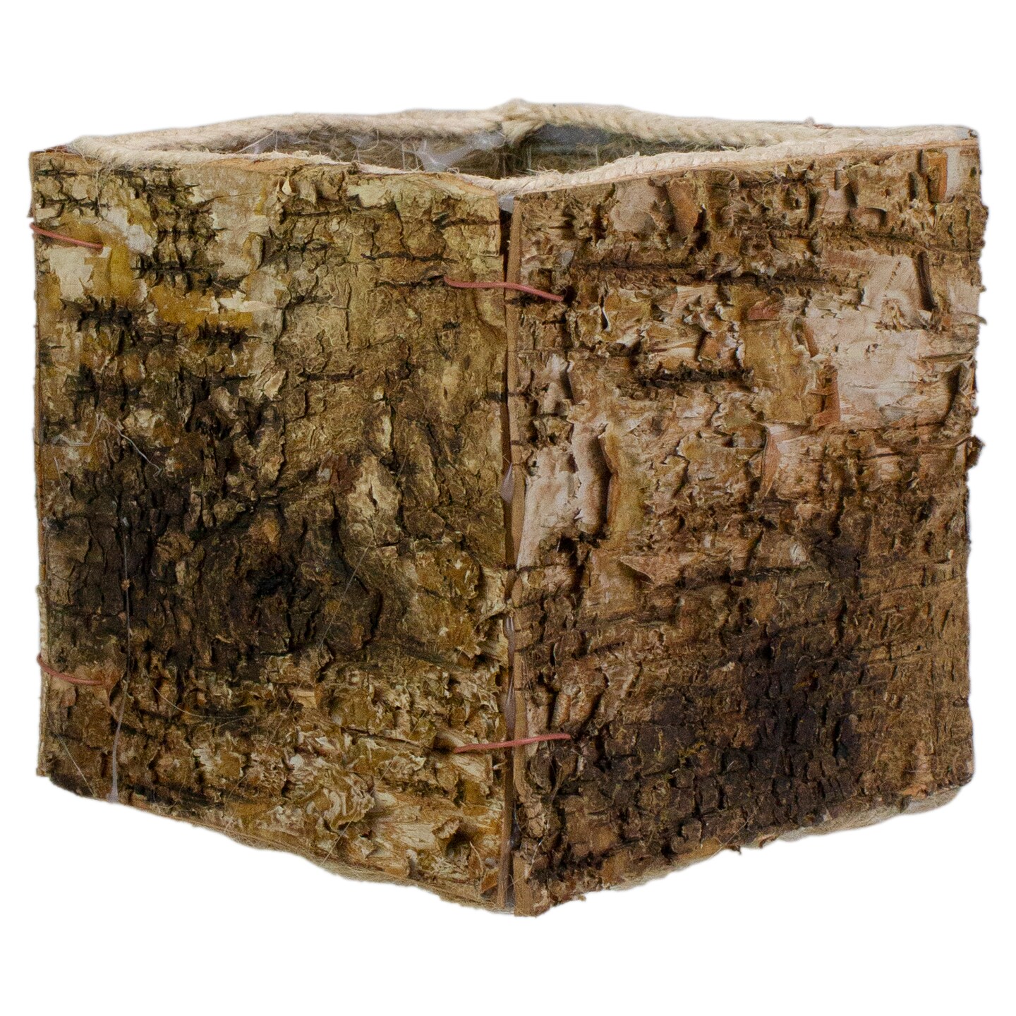 Darice 4&#x22; Square Birch Bark Flower Pot Container and Planter