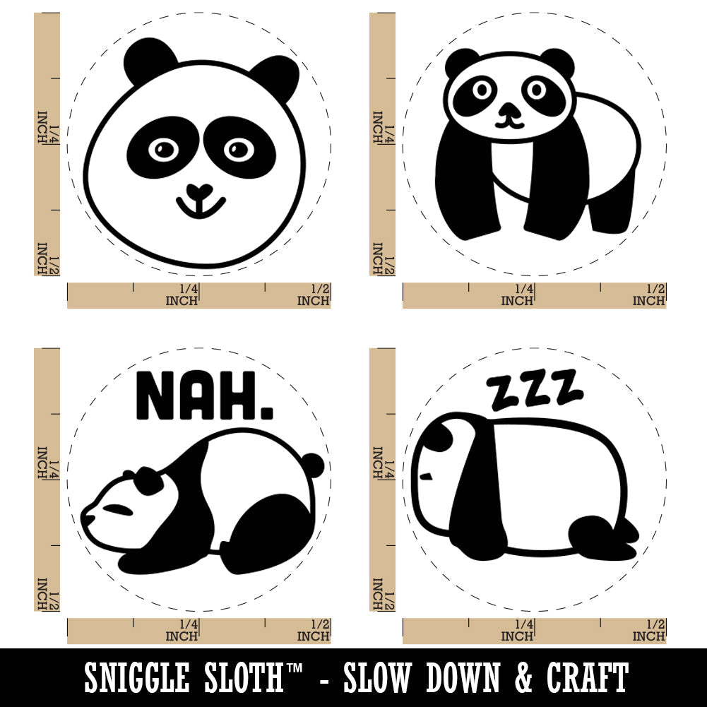Panda Happy Walking Tired Cute Lazy Rubber Stamp Set for Stamping Crafting Planners