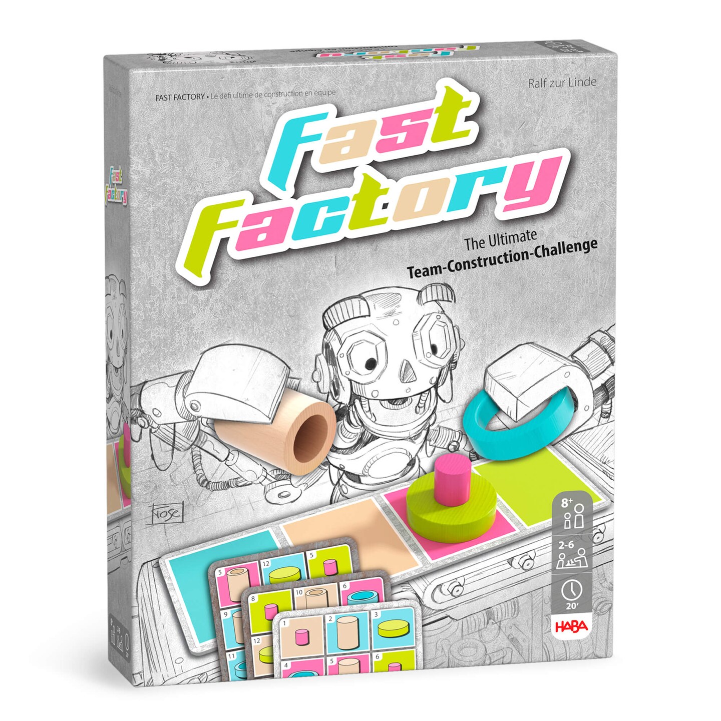 HABA Fast Factory: Exciting Robot-Themed Sequence Board Game, Ideal Family Board Games &#x26; Fast-Paced Assembly Robot Board Games for Kids 8-12 and up.