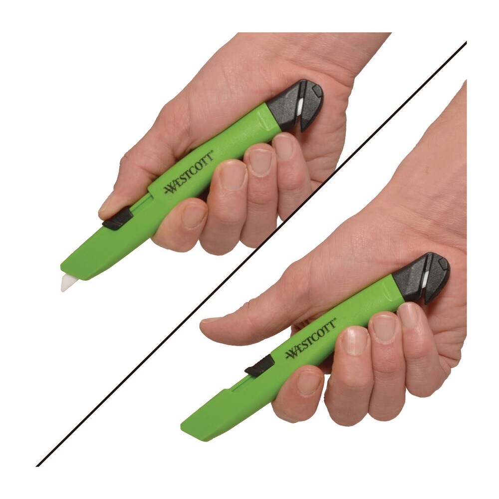 Westcott 0.5 in. Blade x 5.7 in. Plastic Handle Safety Ceramic Box Cutter - Green