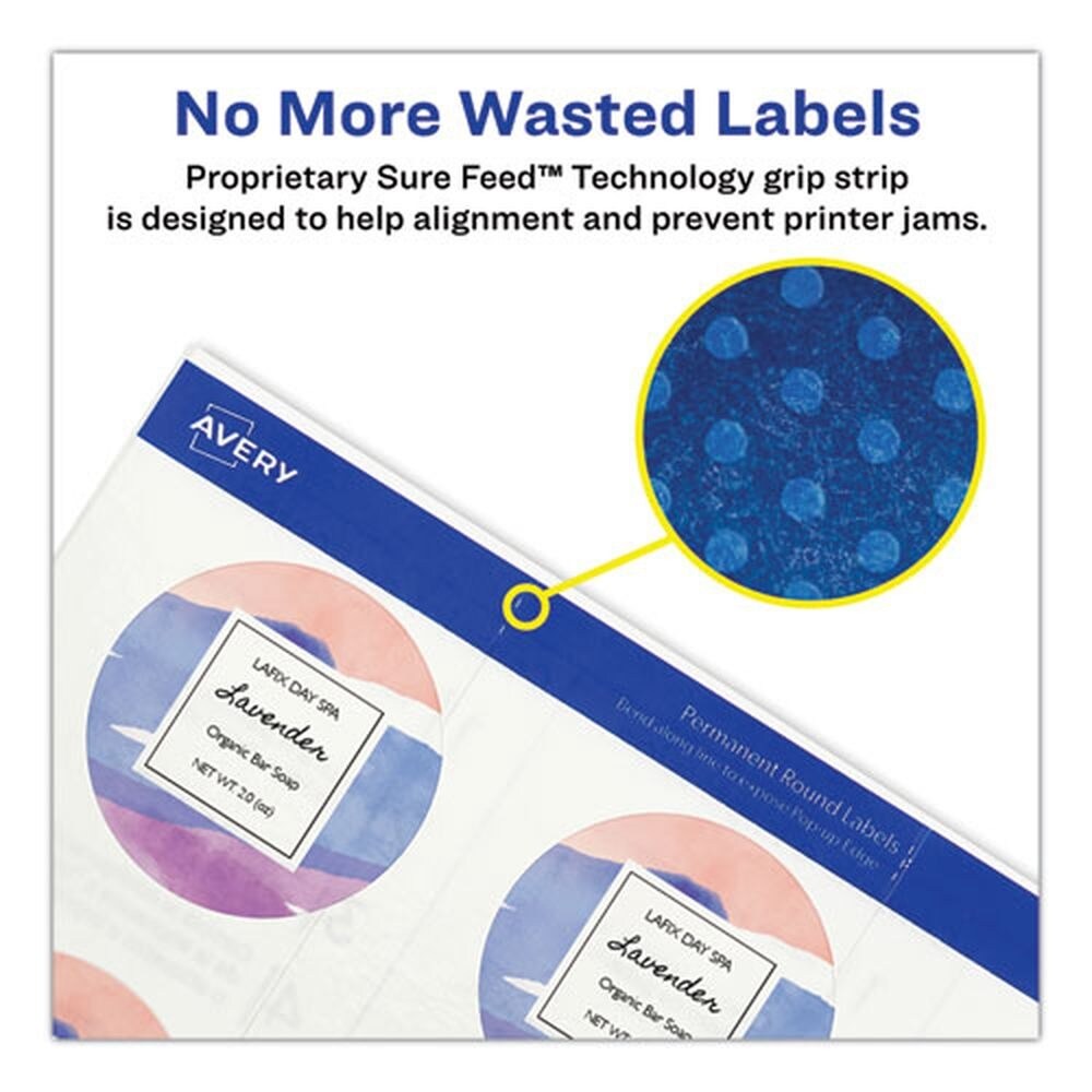 Avery 0.75 in. Diameter Printable Self-Adhesive Permanent ID Labels with Sure Feed - Clear (400/Pack)