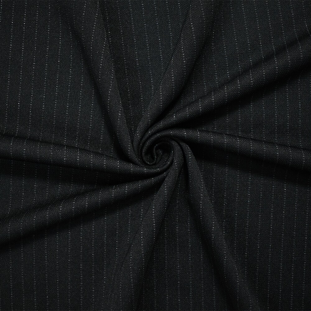 Black-Gray Poly-Rayon-Wool Japanese Vertical Striped Double Knit Fabric By the Yard