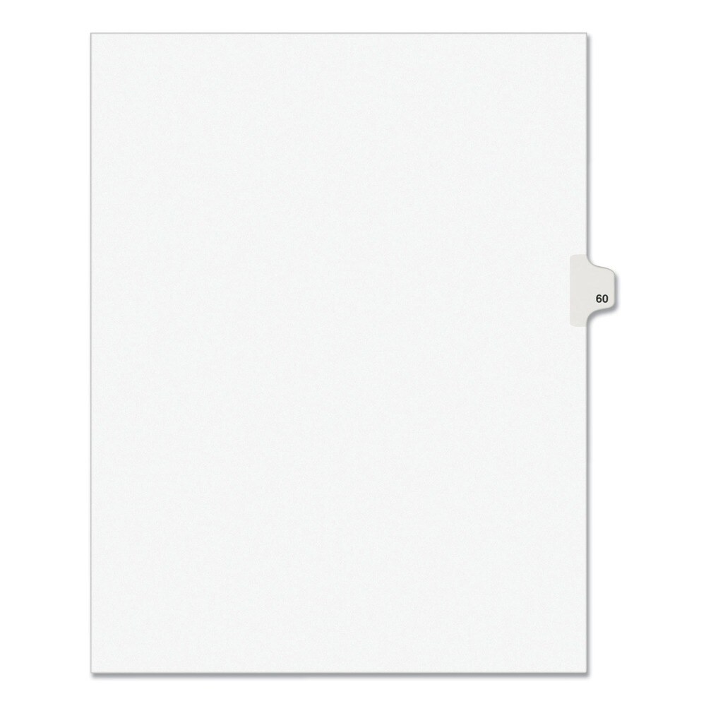 Avery 11 in.x 8.5 in. 10-Tab Avery Style 60 Preprinted Legal Exhibit Side Tab Index Dividers - White (25/Pack)