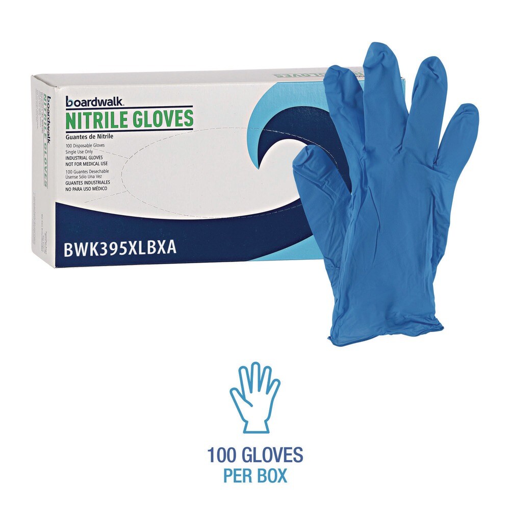 Boardwalk 5 mil Disposable Powder-Free Nitrile Gloves - X-Large, Blue (100/Box)