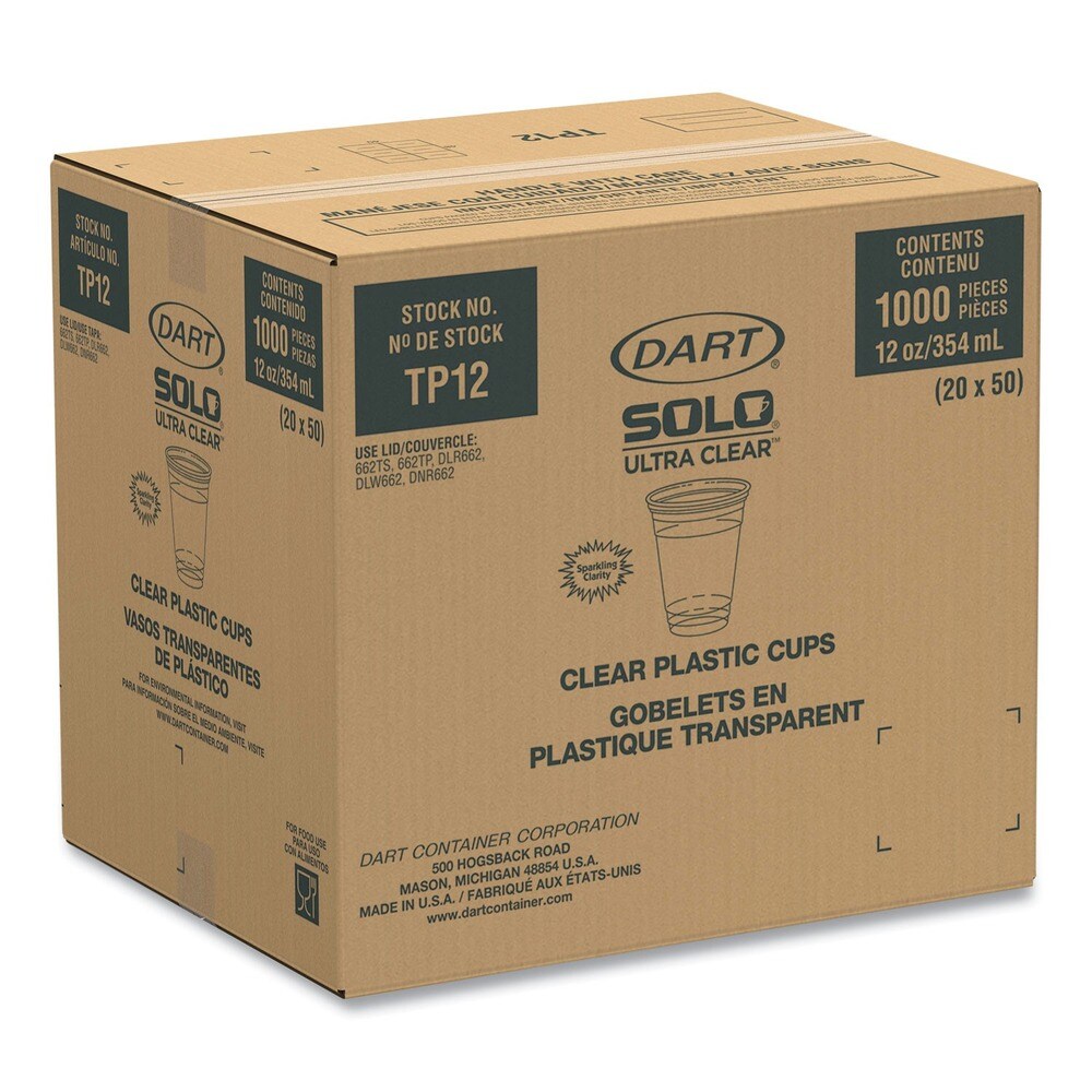 Dart Ultra Clear 12 oz to 14 oz Practical Fill PET Cups (1000/Carton ...