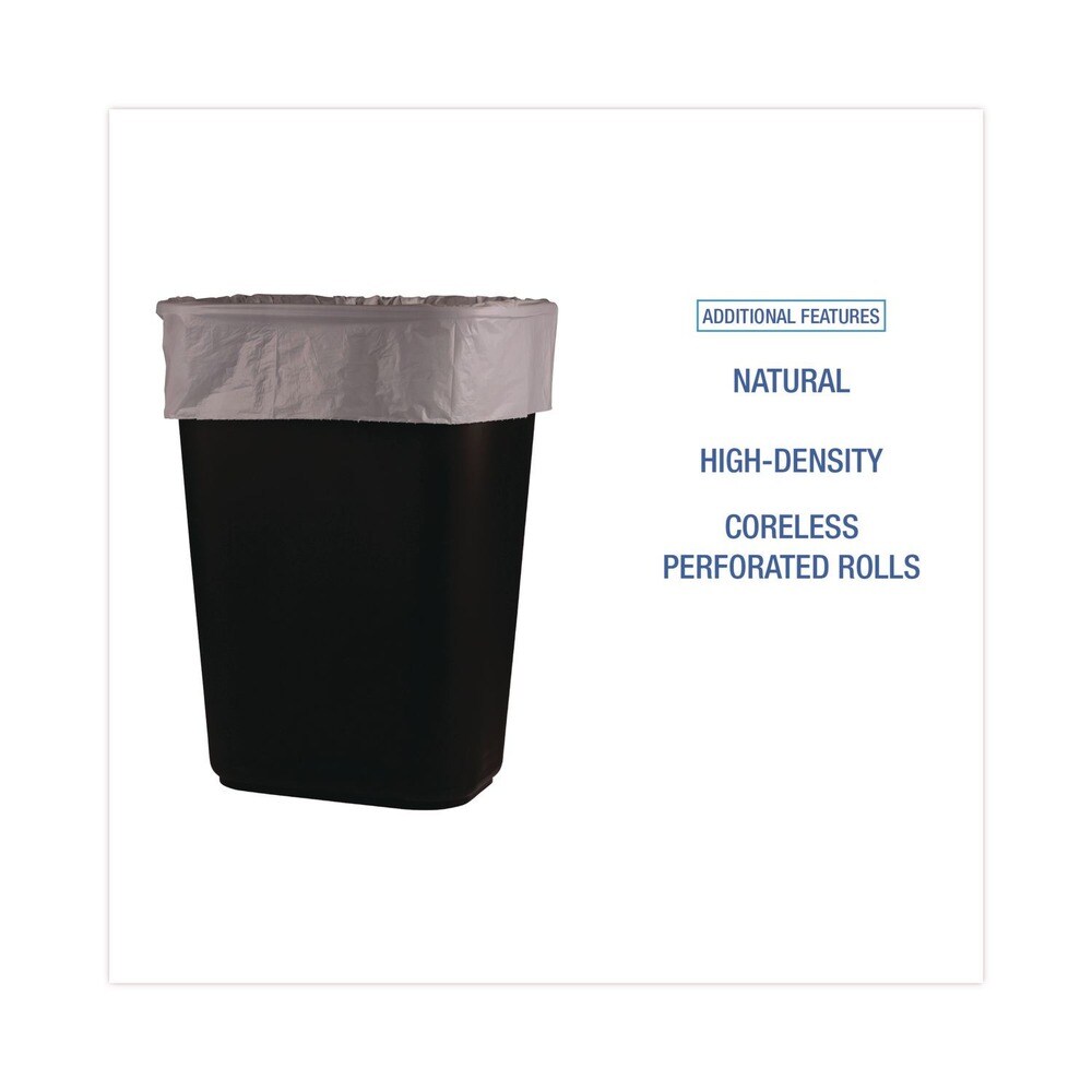 Boardwalk 30 Gallon 10 mic 30 in. x 36 in. Perforated Roll High Density Can Liners - Natural (25 Bags/Roll, 20 Rolls/Carton)