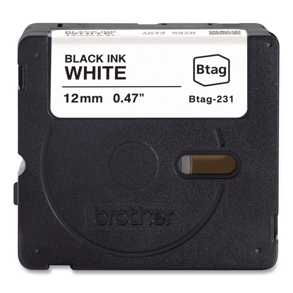 Brother P-Touch 0.47 in. x 13.1 ft. Genuine P-Touch BTAG Label Tapes - Black on White