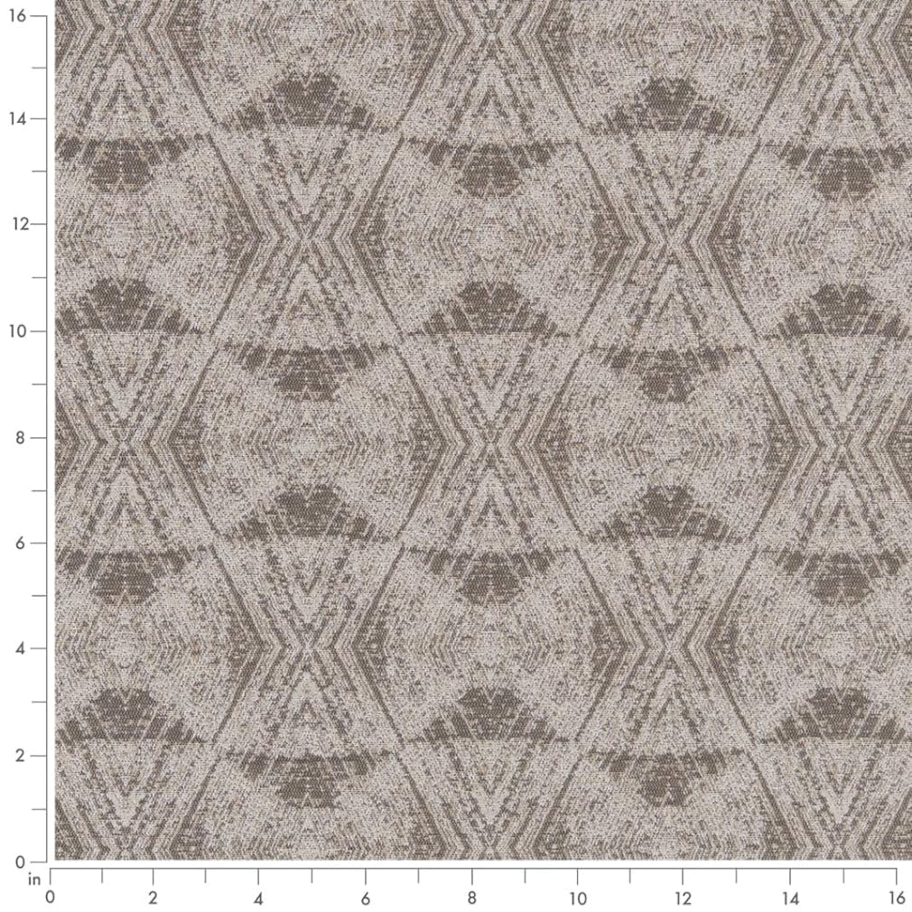 Grey Stain Resistant Performance Pet Friendly Abstract Diamond Global Woven Pattern Upholstery Fabric by The Yard - SKU: Johanna Flannel