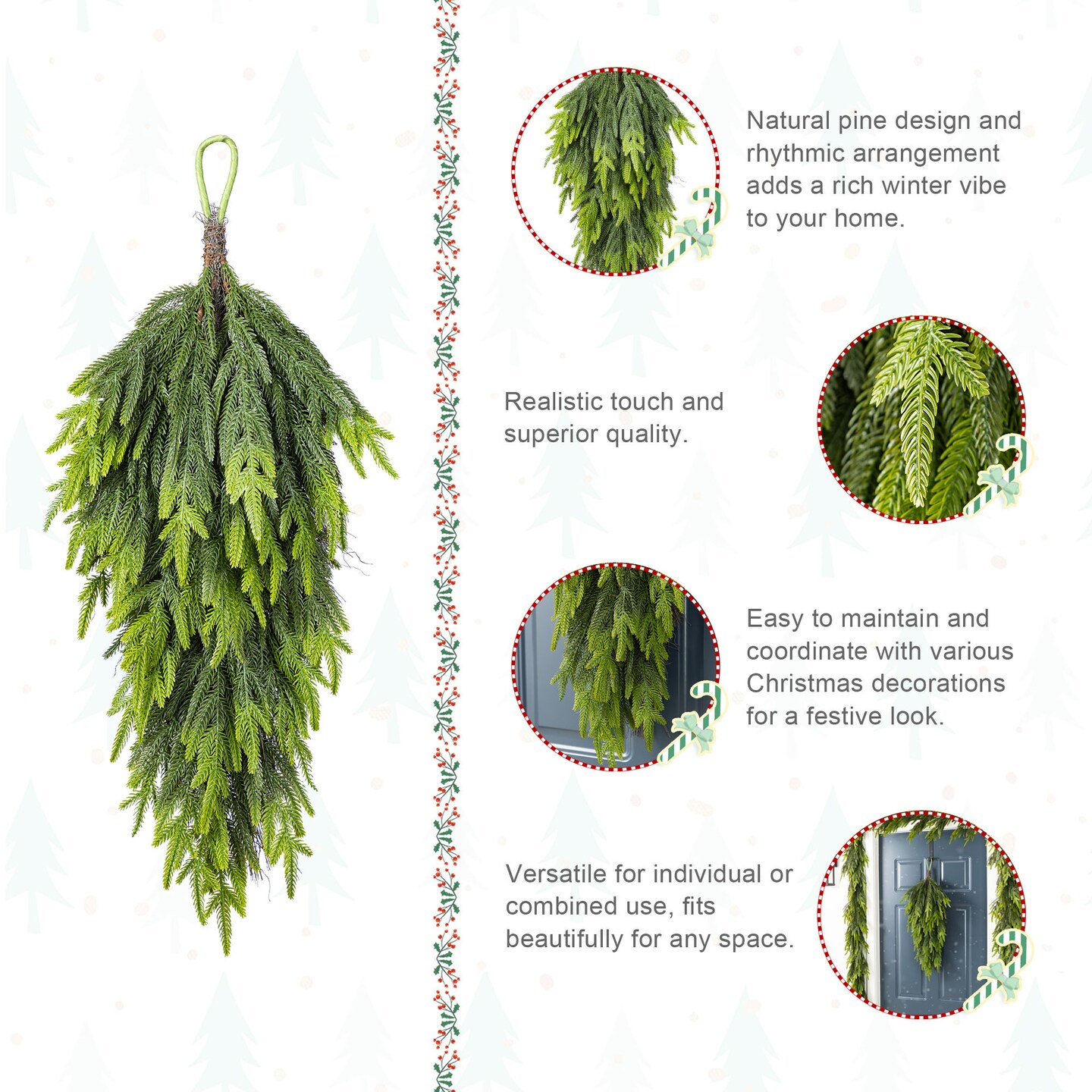 Christmas Greenery Pine PE Dripping Garland / Wreath / Teardrop