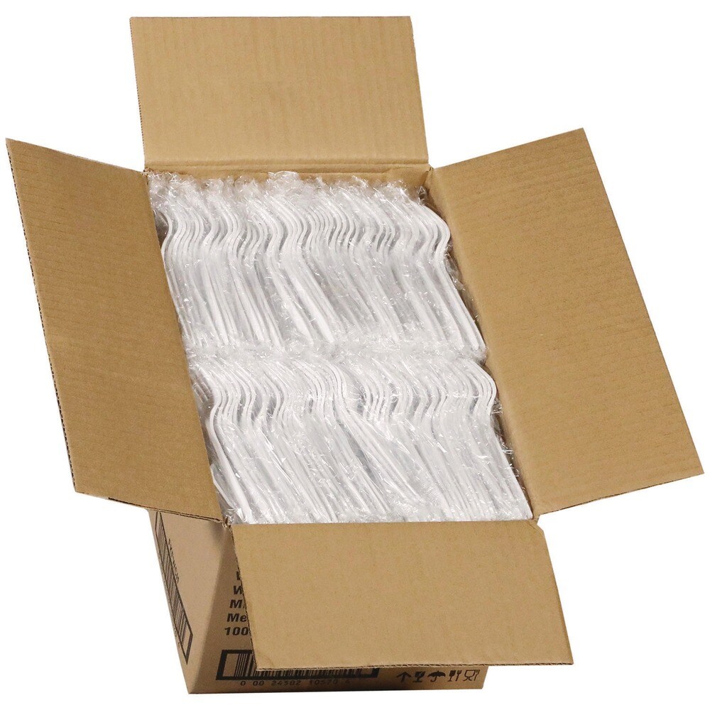 Pactiv Corp. Individually Wrapped Mediumweight Plastic Fieldware Cutlery Fork - White (1000/Carton)