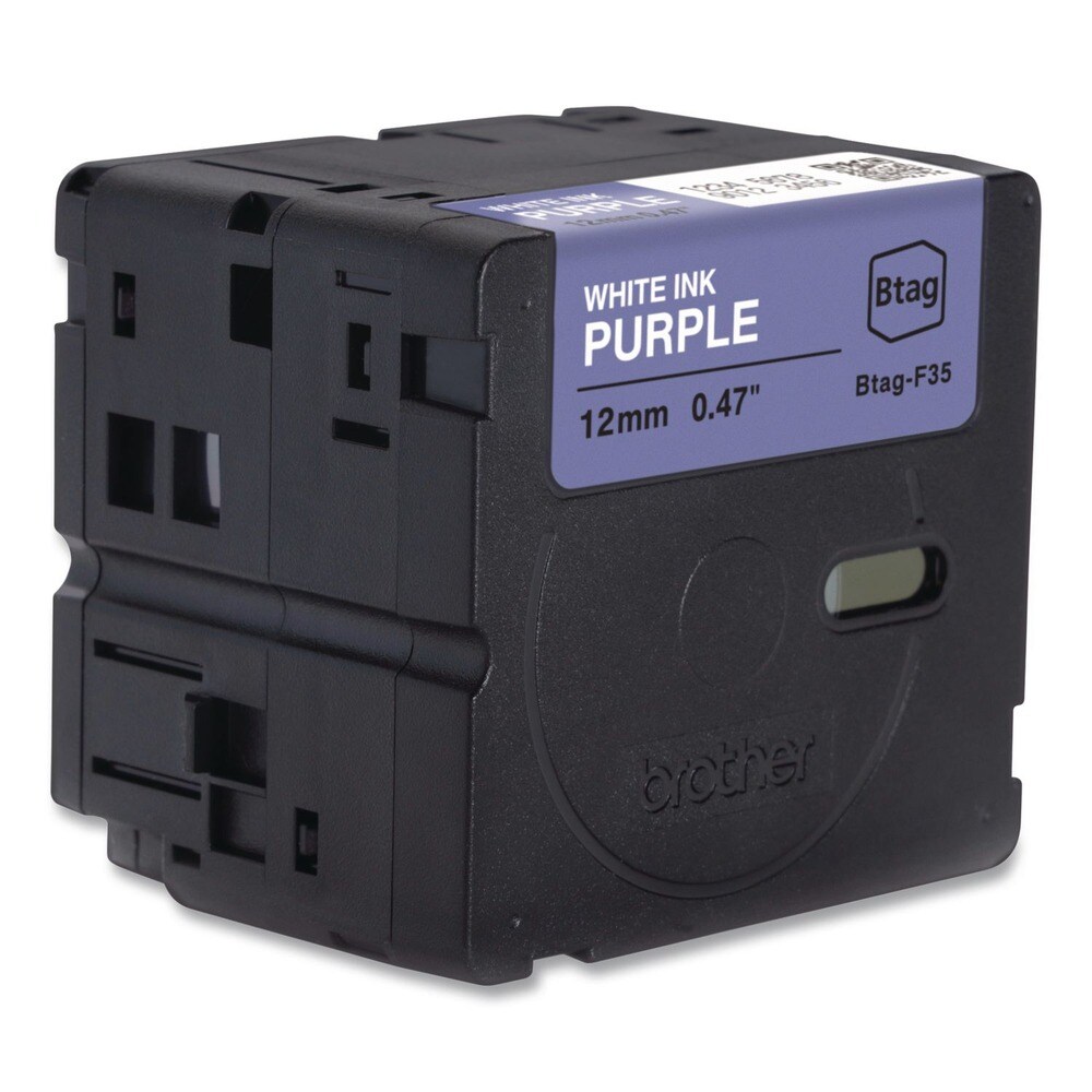 Brother P-Touch 0.47 in. x 13.1 ft. Genuine P-Touch BTAG Label Tapes - White on Purple
