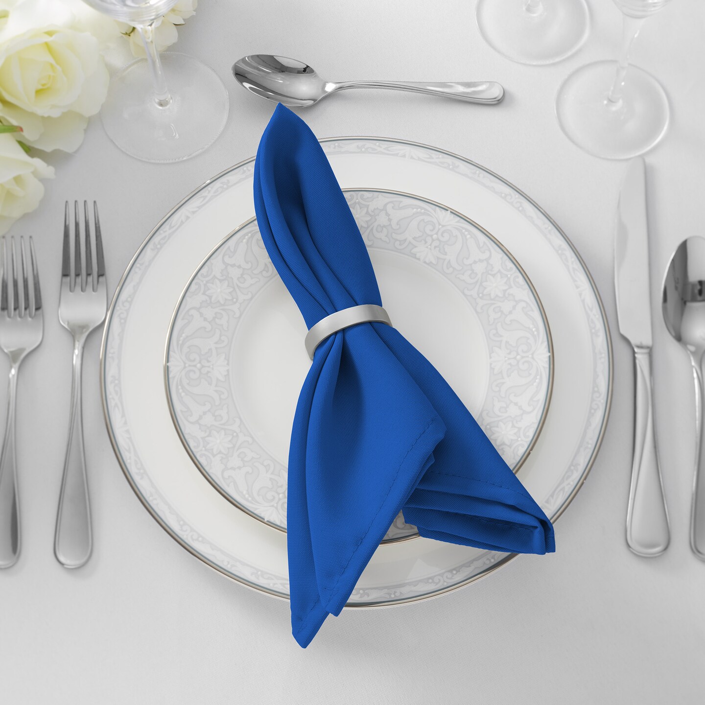 Lann's Linens Set of 12 Cloth Dinner Napkins, 17-inch Polyester Napkins, Washable and Reusable Fabric for Weddings, Hotels, Restaurants