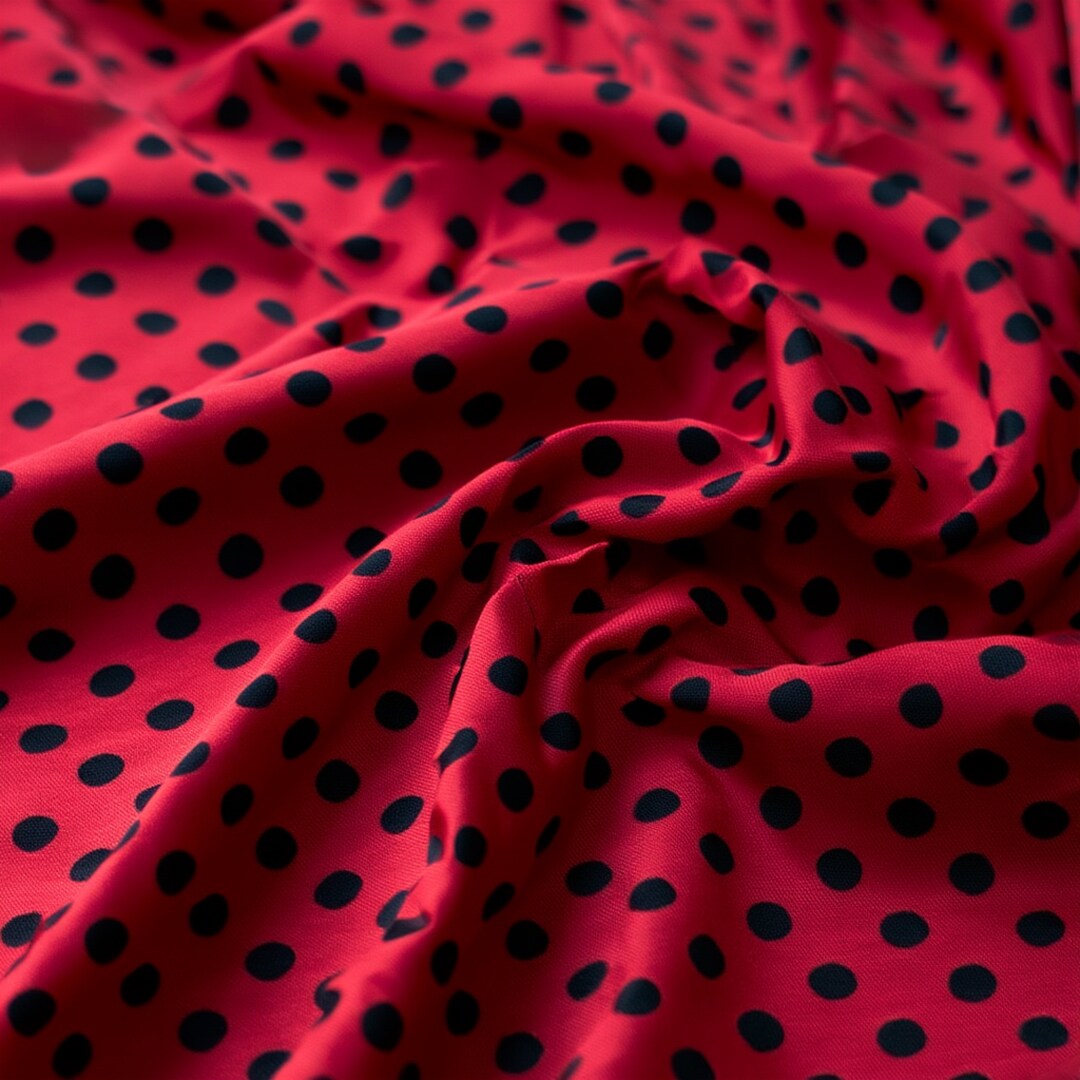F78 Red Black Polka Dots Printed Tricot Fabric 80% Nylon 20% Spandex for Swimwear Apparel