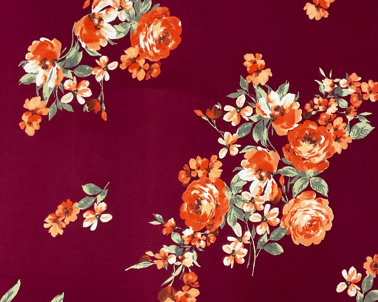 Red-Multi Poly Spandex Stretch Floral Print DB Jersey Knit Fabric By the Yard