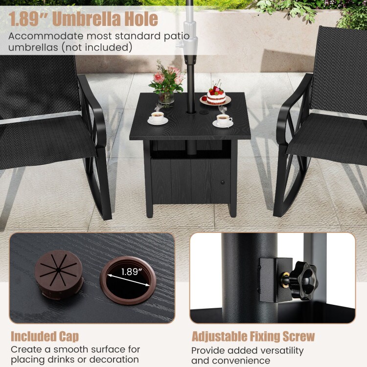 Outdoor Side Table with 1.89" Umbrella Hole Patio Table Base Stand