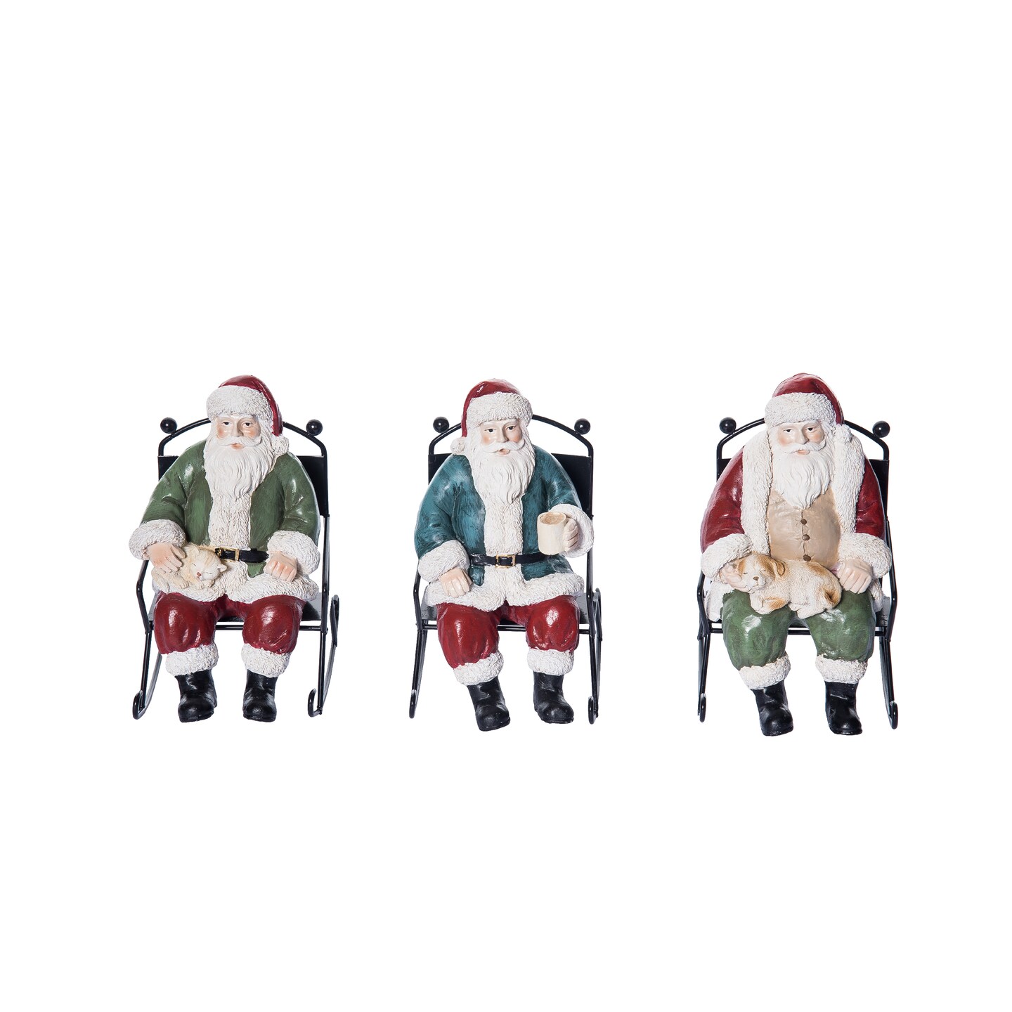 Transpac Resin Rocking Santa Figurine Set of 3, Multicolor Christmas ...