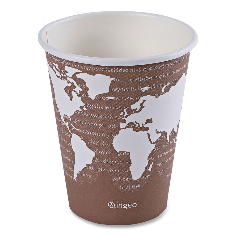 Eco-Products 8 oz. World Art Renewable and Compostable Paper Hot Cups - Brown/White (20 Packs/Carton)